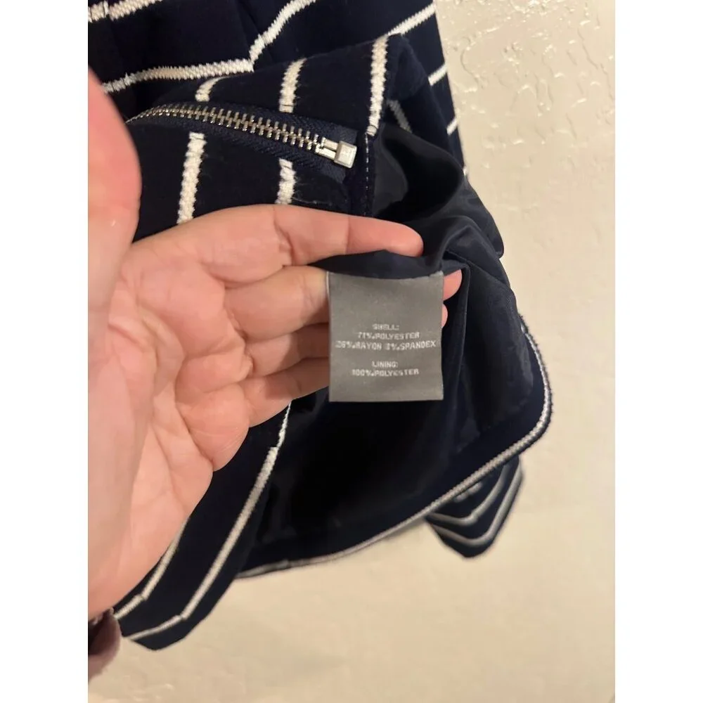 Bagatelle Y Navy & White Pocketed Striped Zipper Moto Sweater Jacket - Picture 11 of 13